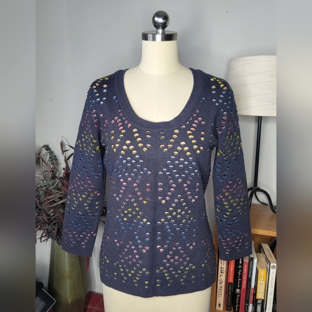 Etcetera Sweater Navy Blue Size Small